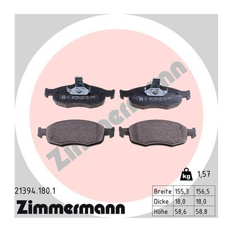 ZIMMERMANN 21394.180.1 Bremsbeläge