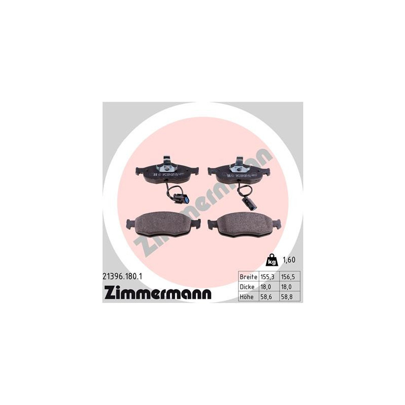 ZIMMERMANN 21396.180.1 Brake Pads Set