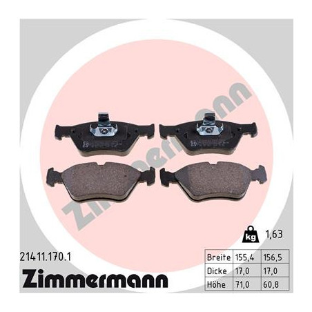 ZIMMERMANN 21411.170.1 Pastiglie freno Anteriore per