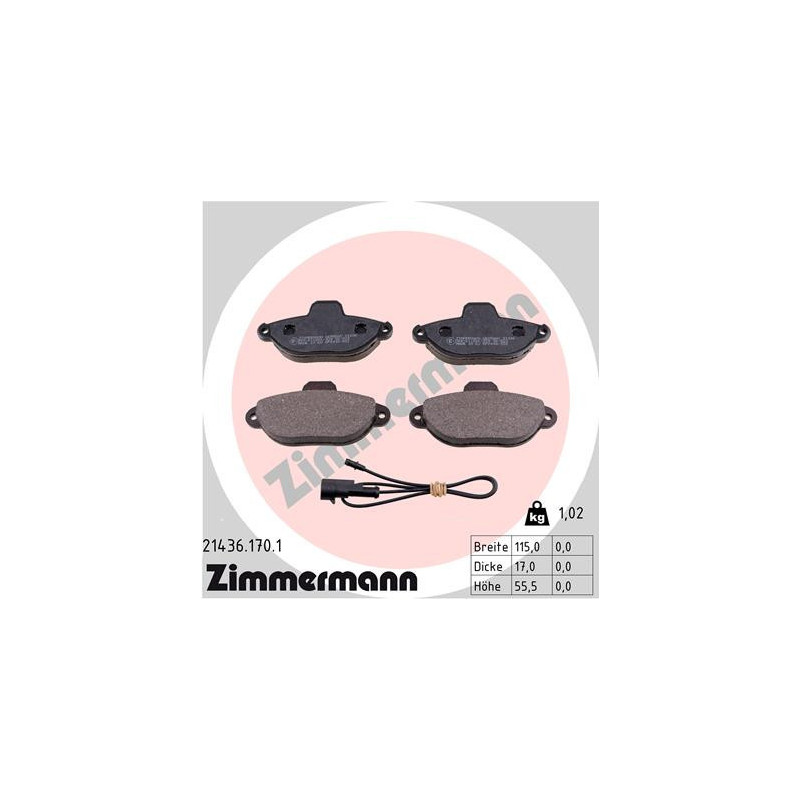 ZIMMERMANN 21436.170.1 Brake Pads Set Front for