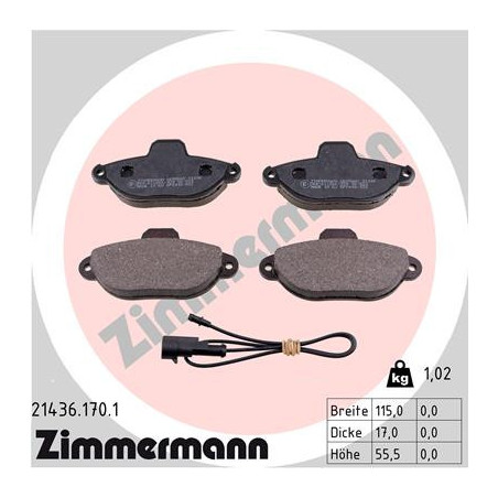 ZIMMERMANN 21436.170.1 Bremsbeläge Vorne für