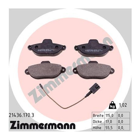 ZIMMERMANN 21436.170.3 Brzdové destičky Přední pro