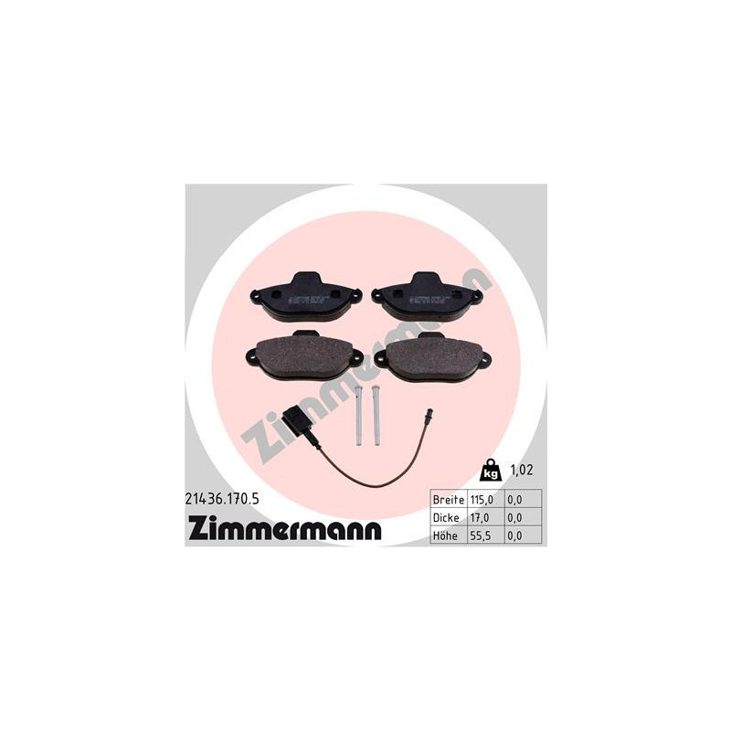 ZIMMERMANN 21436.170.5 Klocki hamulcowe Przód dla