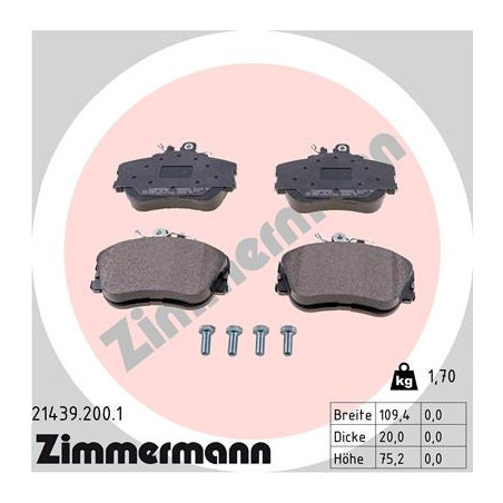 ZIMMERMANN 21439.200.1 Brzdové platničky Predné pre