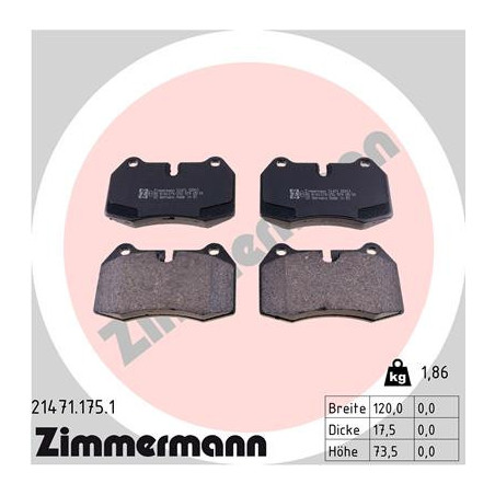 ZIMMERMANN 21471.175.1 Brzdové platničky Predné pre