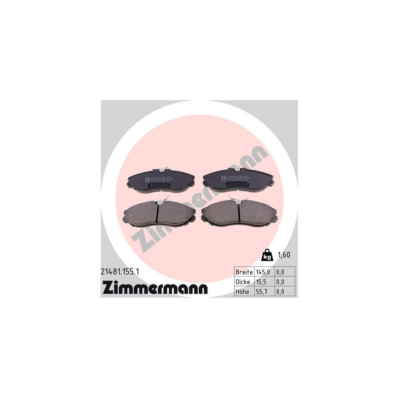 ZIMMERMANN 21481.155.1 Bremsbeläge Vorne für