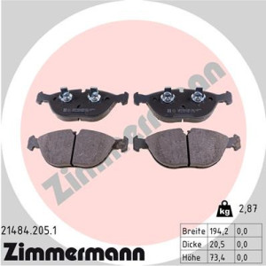 ZIMMERMANN 21484.205.1 Brzdové platničky Predné pre