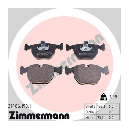 ZIMMERMANN 21486.190.1 Brzdové destičky Přední pro