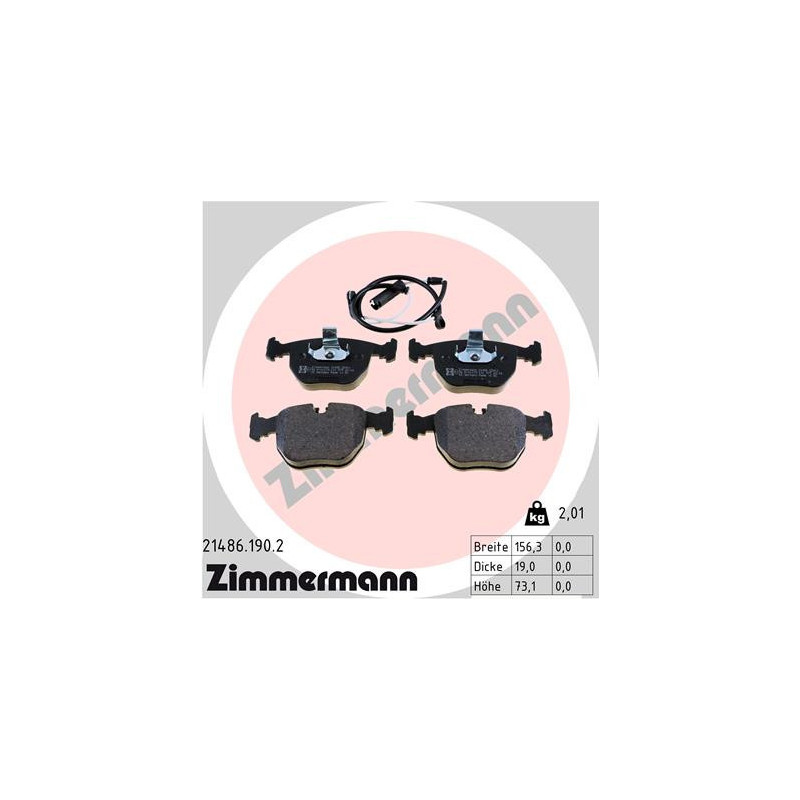 ZIMMERMANN 21486.190.2 Klocki hamulcowe Przód dla