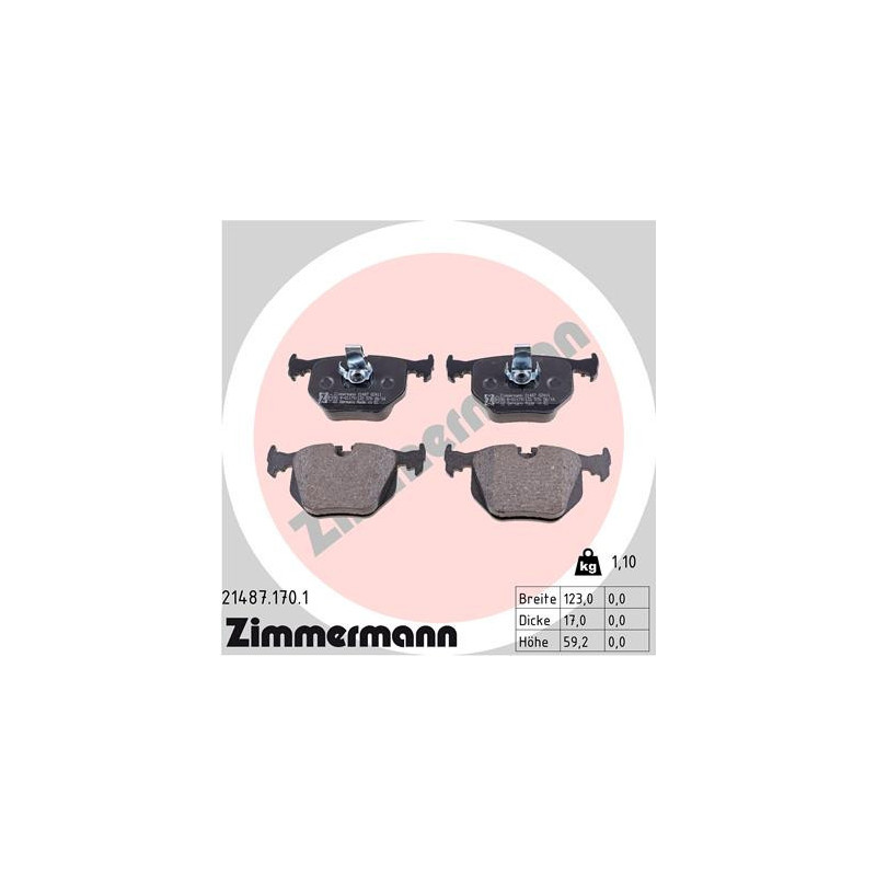 ZIMMERMANN 21487.170.1 Klocki hamulcowe Tył dla
