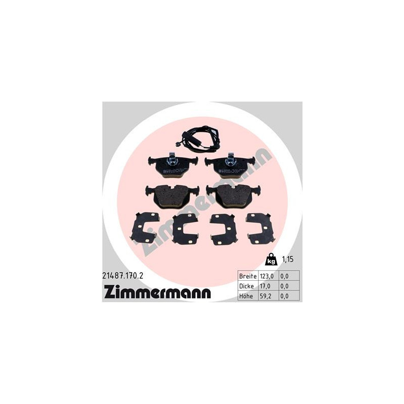 ZIMMERMANN 21487.170.2 Plaquettes de frein Arrière pour