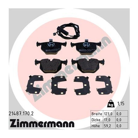 ZIMMERMANN 21487.170.2 Brzdové destičky Zadní pro