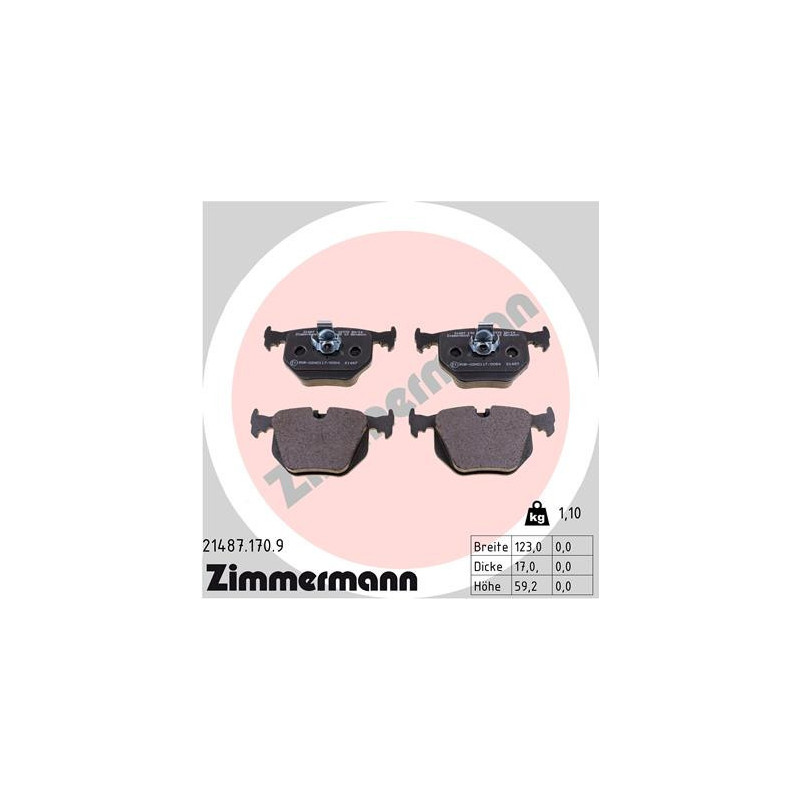 ZIMMERMANN 21487.170.9 Brzdové platničky Zadné pre
