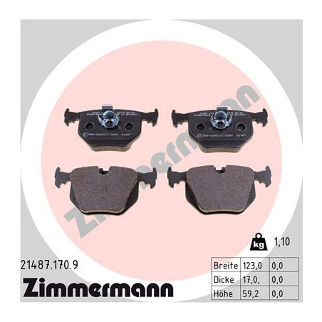 ZIMMERMANN 21487.170.9 Bremsbeläge Hinten für