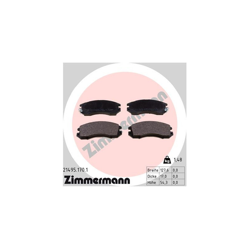 ZIMMERMANN 21495.170.1 Pastillas de freno Delantero para