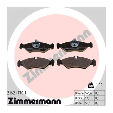 ZIMMERMANN 21621.170.1 Pastillas de freno Trasero para