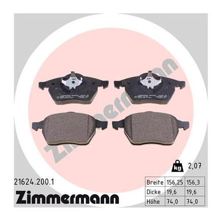ZIMMERMANN 21624.200.1 Klocki hamulcowe Przód dla