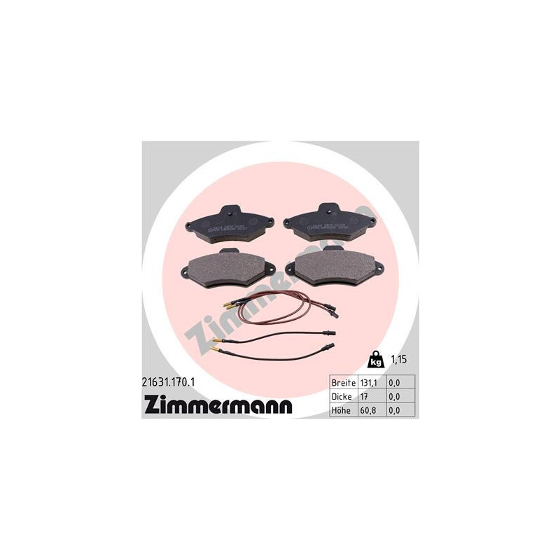 ZIMMERMANN 21631.170.1 Brzdové destičky Přední pro