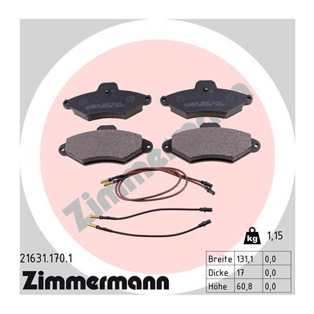 ZIMMERMANN 21631.170.1 Plaquettes de frein Avant pour