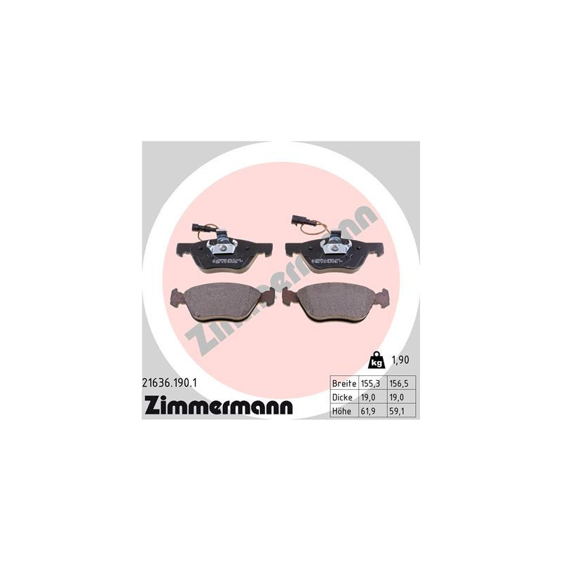 ZIMMERMANN 21636.190.1 Pastillas de freno