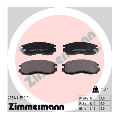 ZIMMERMANN 21647.150.1 Plaquettes de frein Avant pour