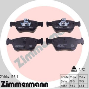 ZIMMERMANN 21664.195.1 Pastillas de freno Delantero para