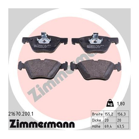 ZIMMERMANN 21670.200.1 Bremsbeläge Vorne für