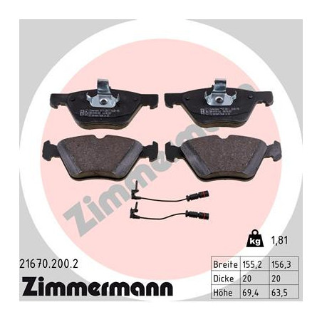 ZIMMERMANN 21670.200.2 Bremsbeläge Vorne für