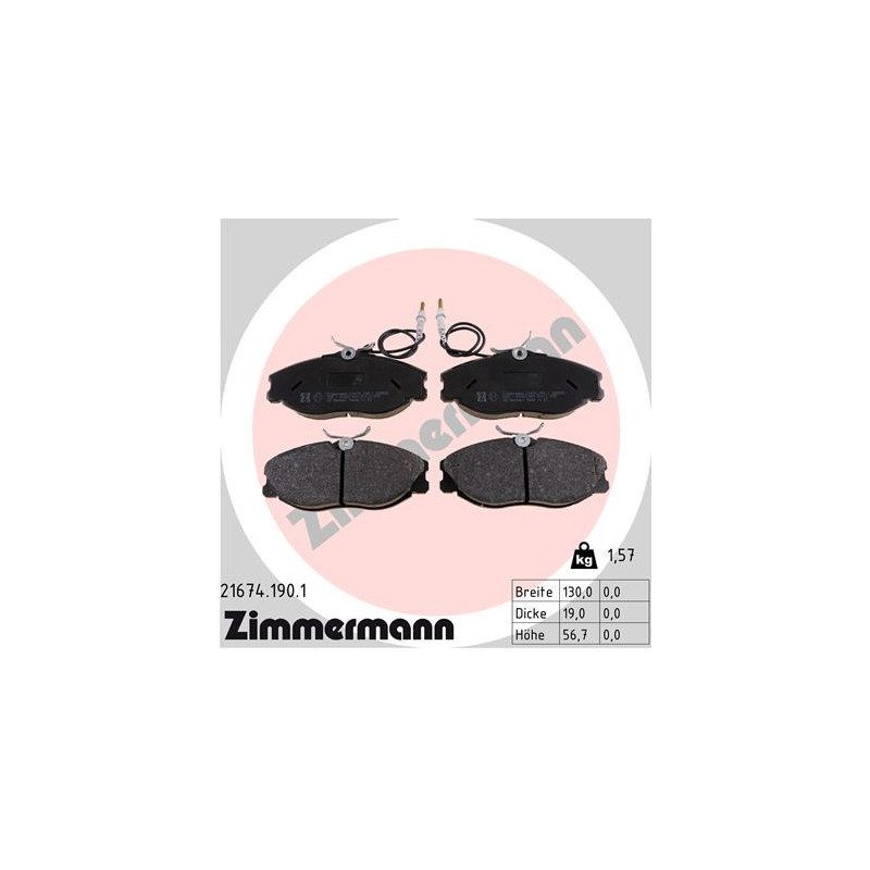 ZIMMERMANN 21674.190.1 Brake Pads Set Front for