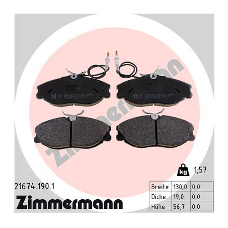 ZIMMERMANN 21674.190.1 Plaquettes de frein Avant pour