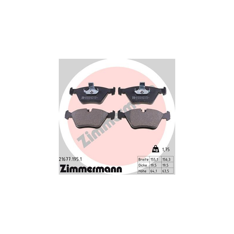 ZIMMERMANN 21677.195.1 Klocki hamulcowe Przód dla