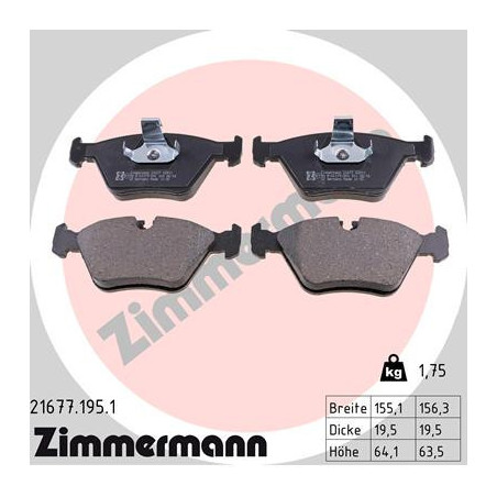 ZIMMERMANN 21677.195.1 Klocki hamulcowe Przód dla