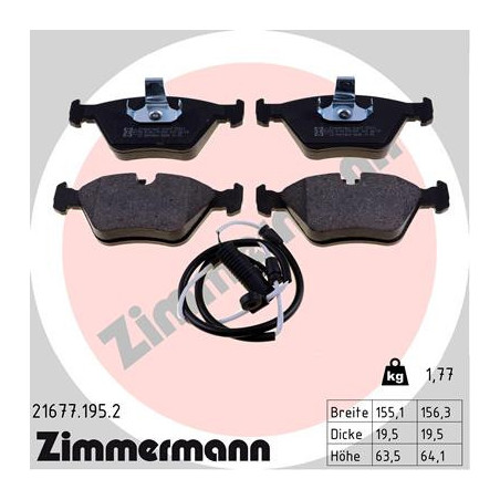 ZIMMERMANN 21677.195.2 Brzdové platničky Predné pre