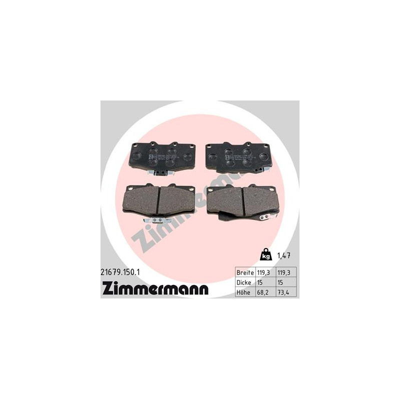 ZIMMERMANN 21679.150.1 Pastiglie freno Anteriore per