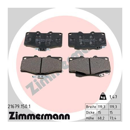 ZIMMERMANN 21679.150.1 Bremsbeläge Vorne für