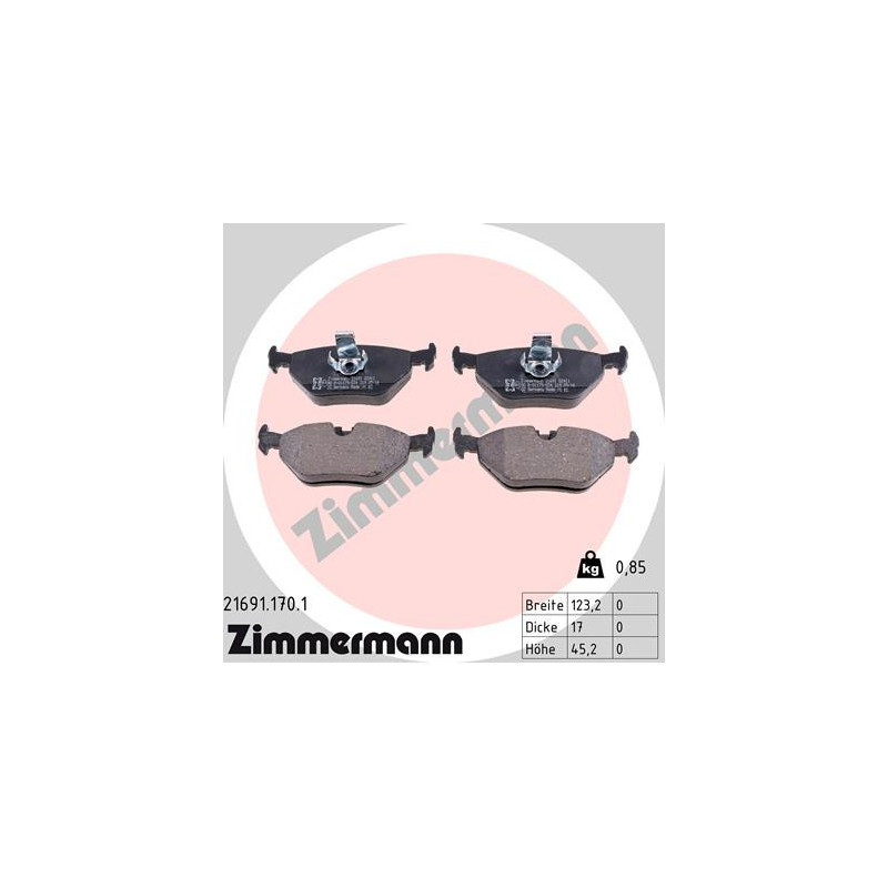ZIMMERMANN 21691.170.1 Plaquettes de frein Arrière pour