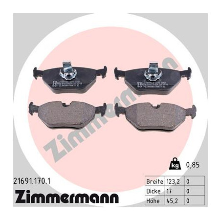 ZIMMERMANN 21691.170.1 Bremsbeläge Hinten für