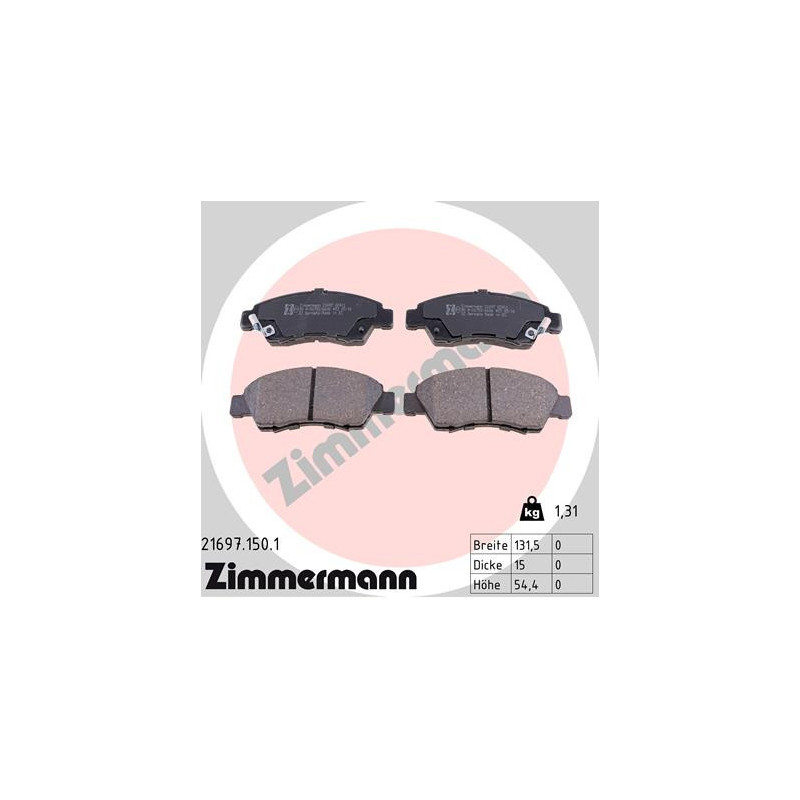 ZIMMERMANN 21697.150.1 Brzdové destičky Přední pro