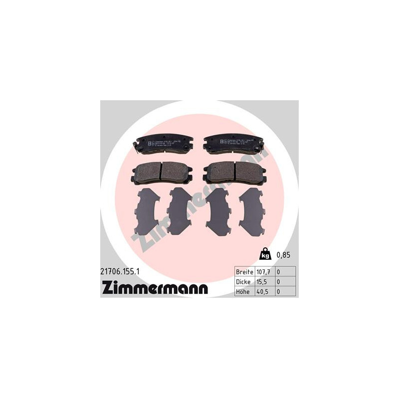 ZIMMERMANN 21706.155.1 Klocki hamulcowe Tył dla