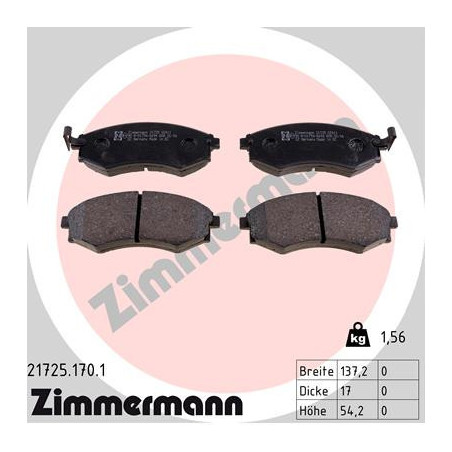 ZIMMERMANN 21725.170.1 Pastillas de freno Delantero para