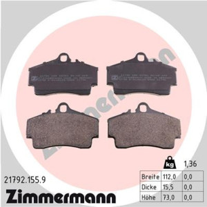 ZIMMERMANN 21792.155.9 Pastillas de freno Trasero para