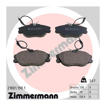 ZIMMERMANN 21801.190.1 Brzdové destičky Přední pro