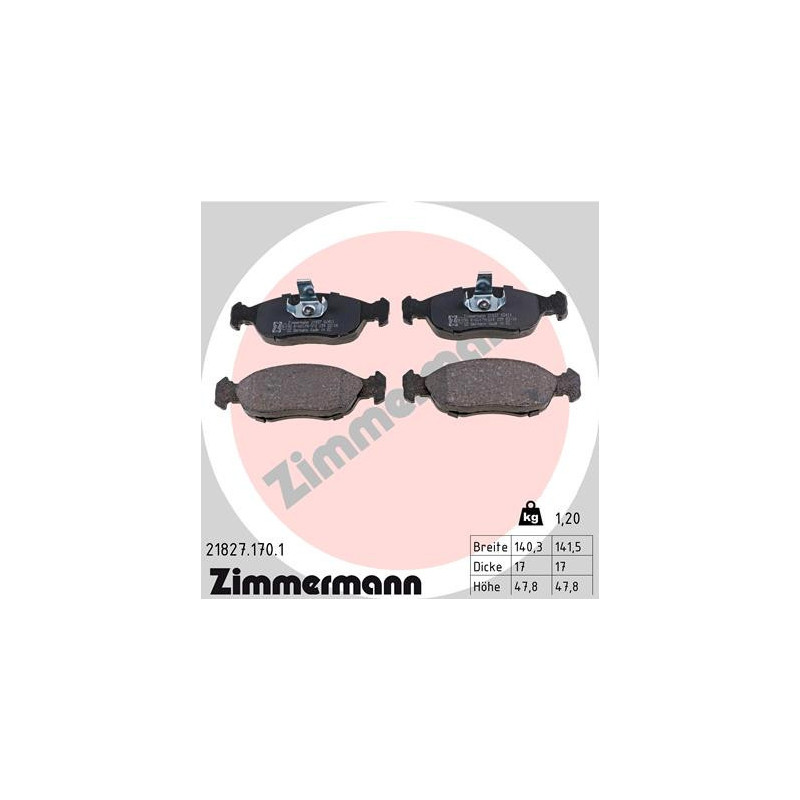 ZIMMERMANN 21827.170.1 Pastiglie freno