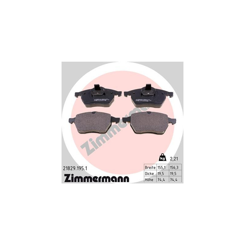 ZIMMERMANN 21829.195.1 Klocki hamulcowe