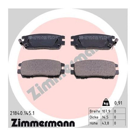 ZIMMERMANN 21840.145.1 Bremsbeläge Hinten für