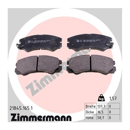 ZIMMERMANN 21845.165.1 Pastiglie freno Anteriore per