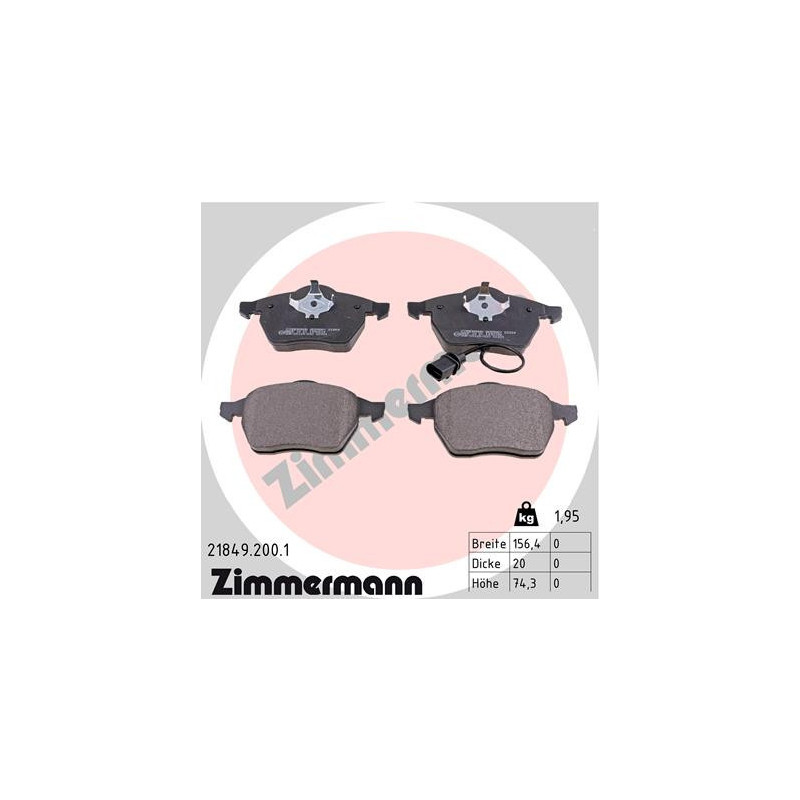 ZIMMERMANN 21849.200.1 Klocki hamulcowe Przód dla