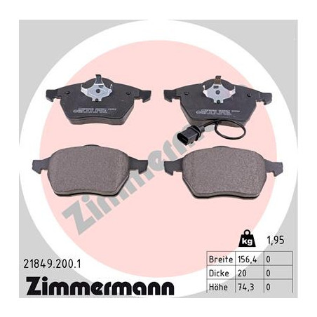 ZIMMERMANN 21849.200.1 Bremsbeläge Vorne für