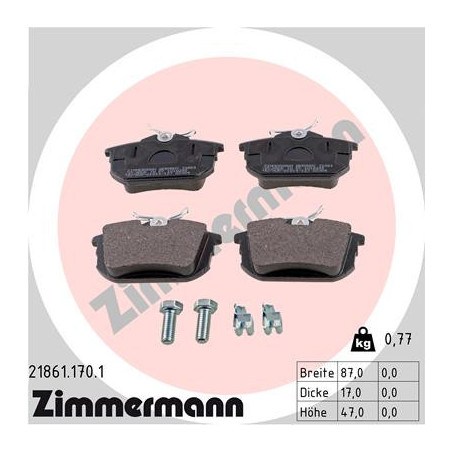 ZIMMERMANN 21861.170.1 Pastillas de freno Trasero para