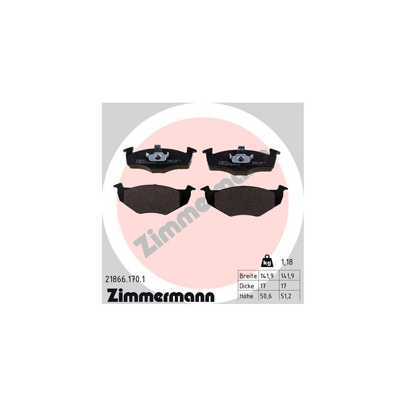 ZIMMERMANN 21866.170.1 Plaquettes de frein Avant pour